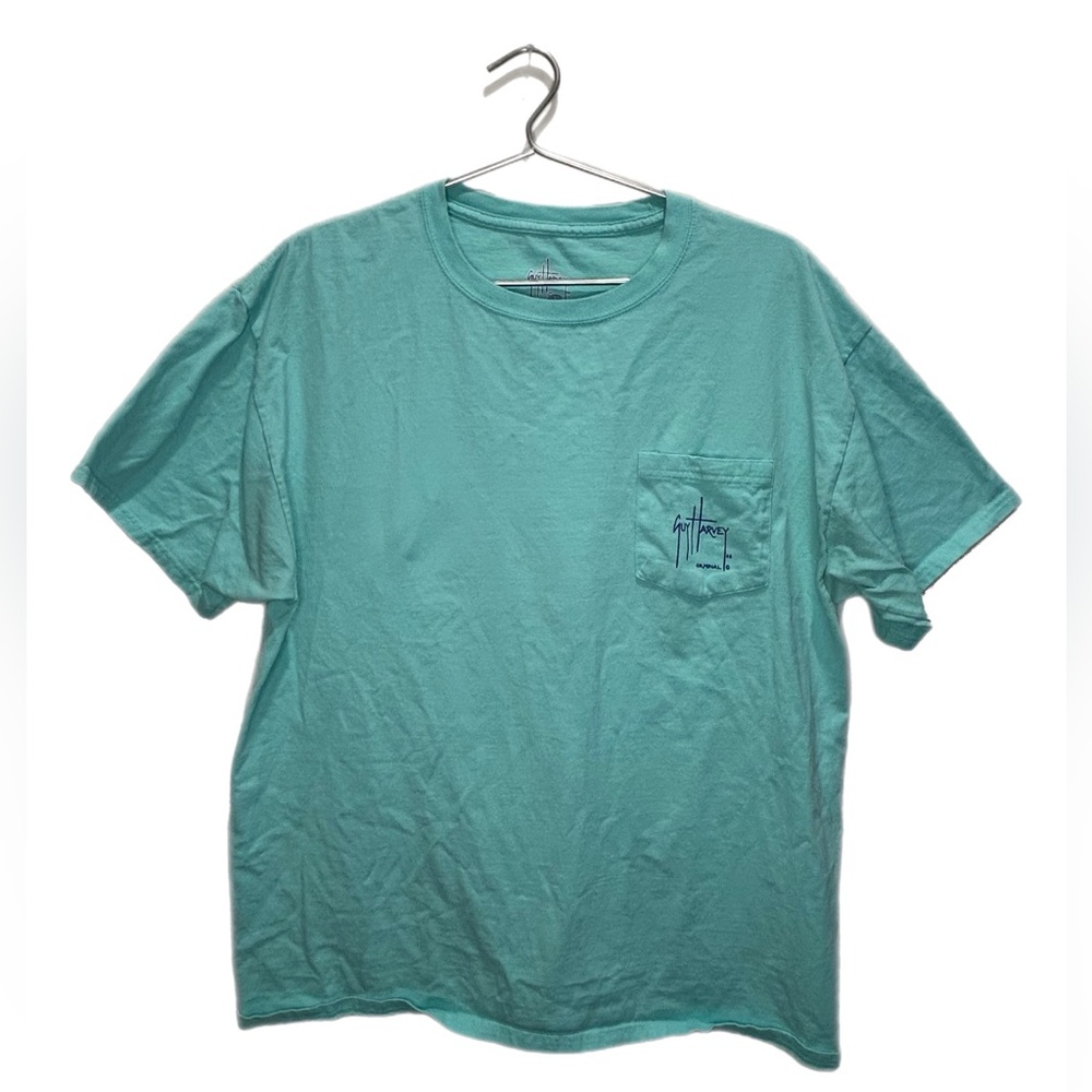 Guy Harvey Pocket T-Shirt Men’s Size L Aqua Blue Sailfish Graphic